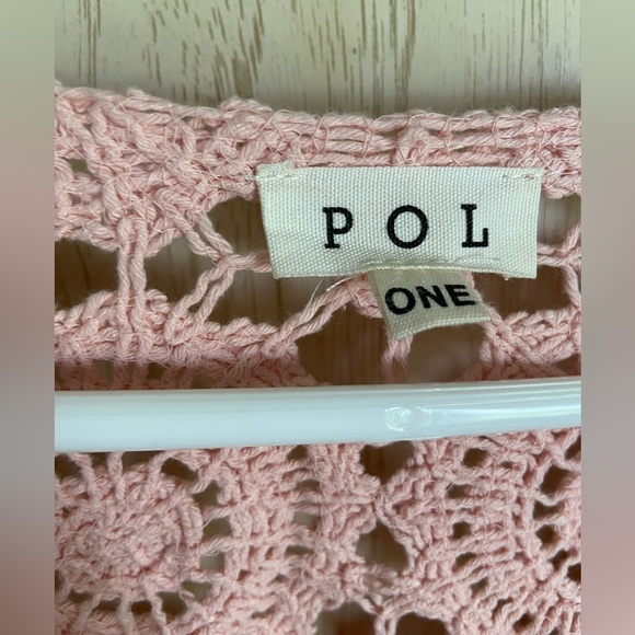 POL Pink Peach Crochet Button Front Cardigan One Size SMC79 Beautiful - Picture 8 of 13